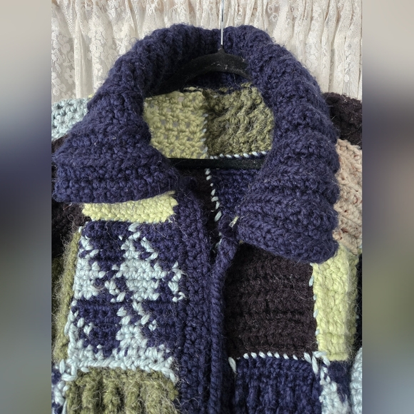 Handmade Wool Patchwork Cardigan – Super Thick & Heavy – Oversized Fit - Picture 6 of 10